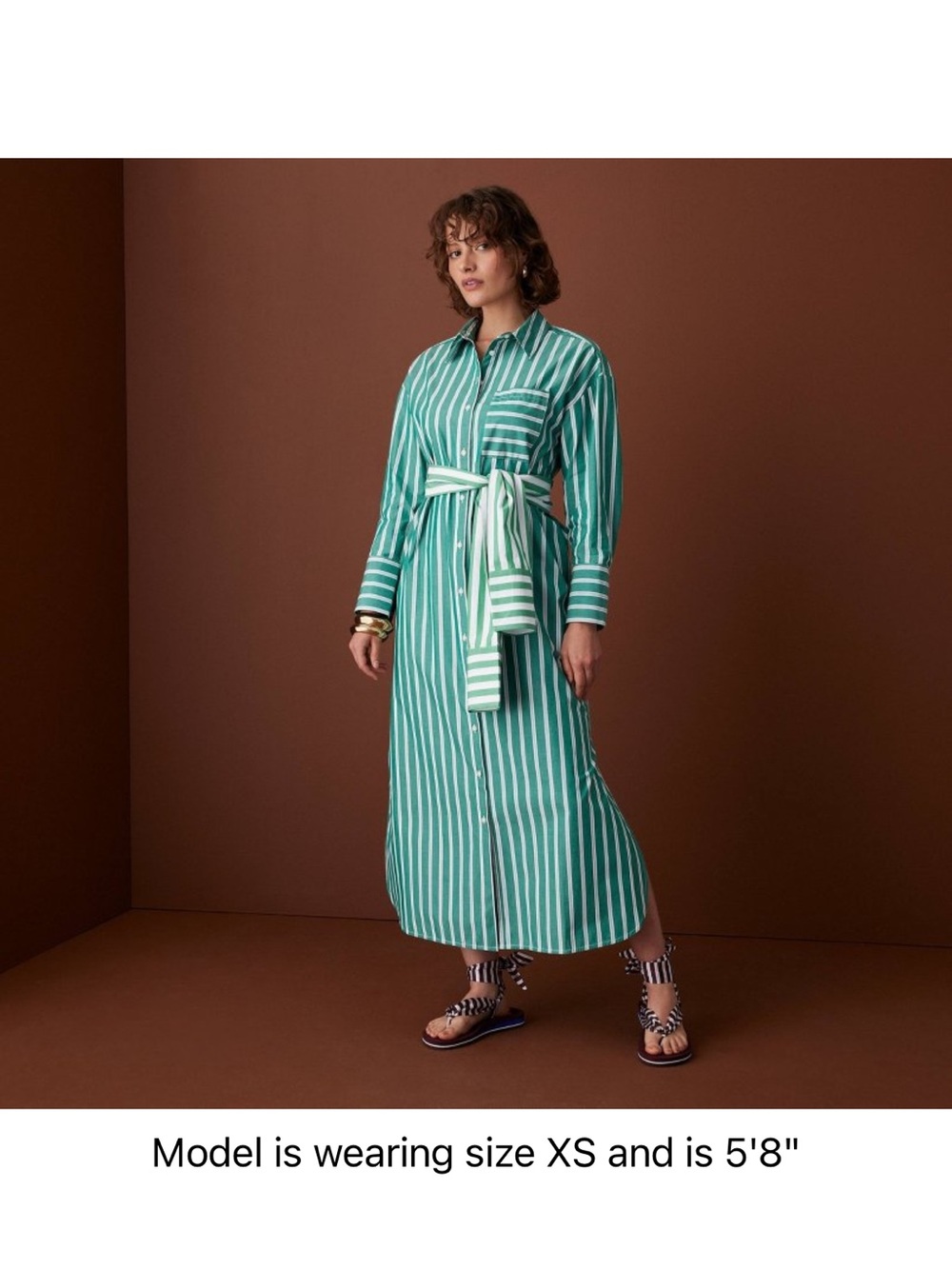 Rosie Assoulin x Target Long-Sleeve Tie-Waist Striped Poplin Maxi Shirt Dress
